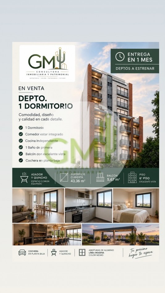 DEPTO A ESTRENAR UN DORMITORIO COCHERA AMENITIES