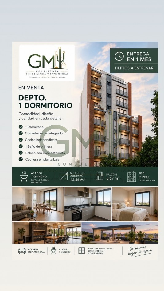 OPORTUNIDAD ESTRENAR UN DORMITORIO COCHERA CON AMENITIES